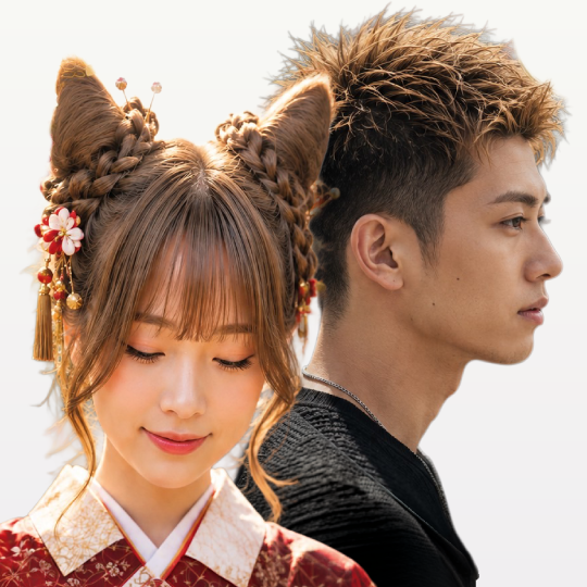 お狐ヘアセット・<br>
お稲荷ヘアカット